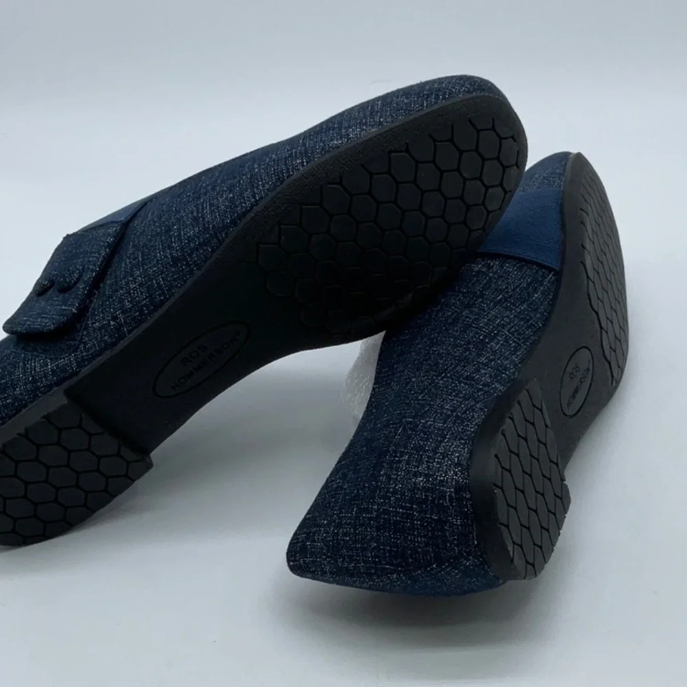 Ros Hommerson DANISH MARY JANE FLAT Blue Denim